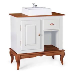 Gabinete para Banheiro 1 Porta 1 Gaveta com Cuba Dália 3064 - Off White/Imbuia Glazer