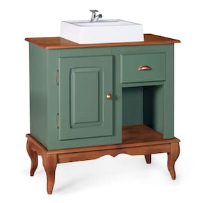 Gabinete para Banheiro 1 Porta 1 Gaveta com Cuba Dália 3064 - Verde/Imbuia Glazer