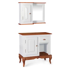 Gabinete para Banheiro e Armário Espelheira Dália 3064 - Off White/Imbuia Glazer