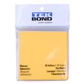 Bloco Adesivo 76x76mm 45 Folhas Laranja Tek Bond