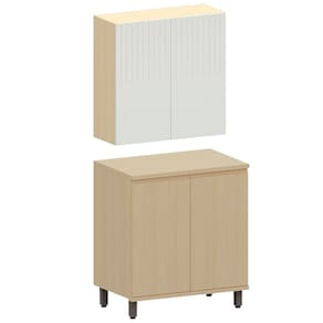 Kit Armário Aéreo e Balcão 2 Portas 80 cm Aurora