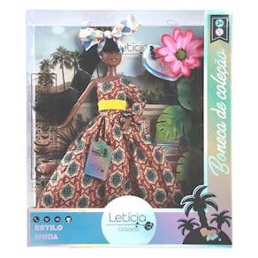 Boneca Leticia Classica - Boneca de Colecao - Vestido Estampado