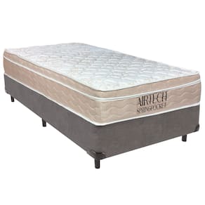 Cama Box Solteiro Cinza+Colchão Airtech Molas Ortobom