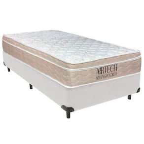 Cama Box Solteiro Branco+Colchão Airtech Molas Ortobom