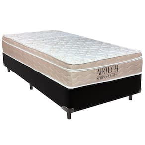Cama Box Solteiro Preto+Colchão Airtech Molas Ortobom