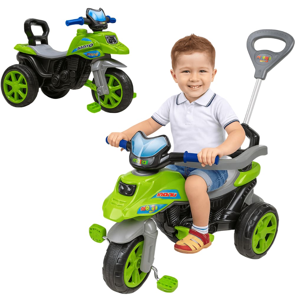 Moto Trail Infantil 2 em 1 Maral com Pedal e Empurrador Verde