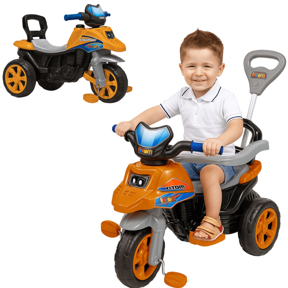 Moto Trail Infantil 2 em 1 Maral com Pedal e Empurrador Laranja