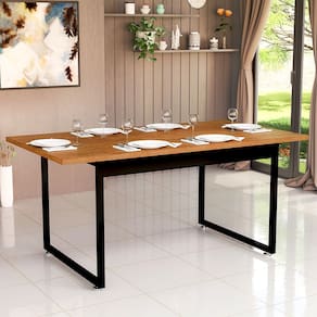 Mesa De Jantar Estilo Industrial Luxo Pés de Ferro Tampo em MDF 160x80cm Para Sala E Cozinha Área Gourmet