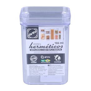 Porta Mantimento Hermética Quadrada 186Ml Arthi