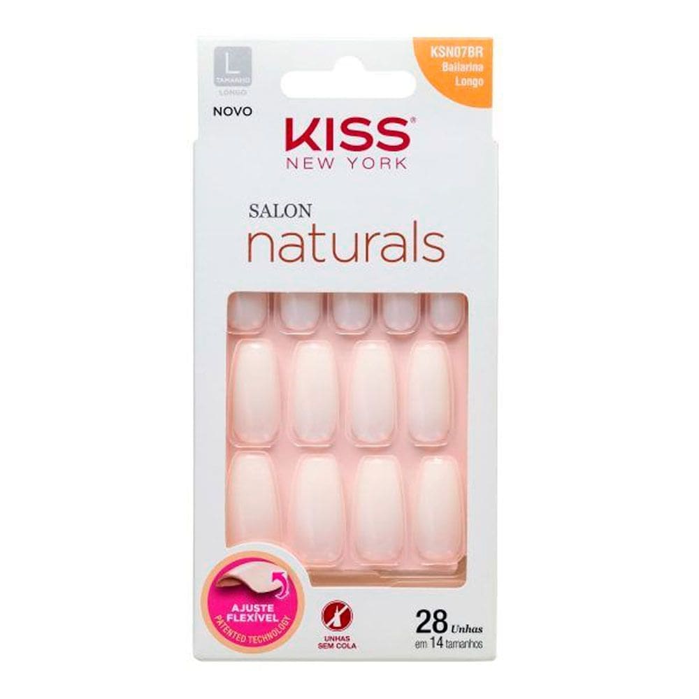 Unhas Postiças kiss New York Salon Naturals Bailarina Longo com 28 Unidades