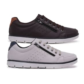 Kit 2 Sapatenis Casual Social Conforto com Zíper e Cadarço