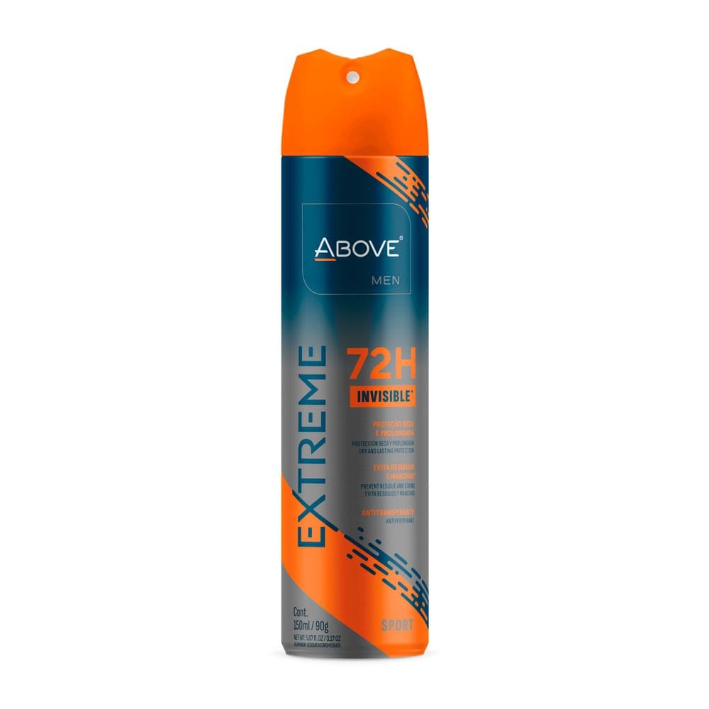 Desodorante Above Men Extreme Invisible Sport Aerossol Antitranspirante 72h 150ml