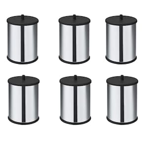 Kit 6 Lixeiras em Inox 3,2 Litros com Tampa Simples e Fundo Preto Linha Home Cor Preto - Martinazzo