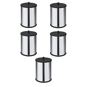 Kit 5 Lixeiras em Inox 3,2 Litros com Tampa Simples e Fundo Preto Linha Home Cor Preto - Martinazzo