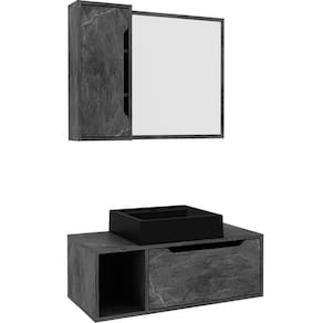 Kit Gabinete e Espelheira de Banheiro 80 cm com Cuba Karina