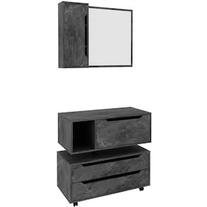 Kit Gabinete Balcão e Espelheira de Banheiro 80 cm Karina
