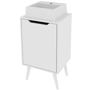 Gabinete para Banheiro 45 cm Cuba Quadrada 1 Porta Retrô