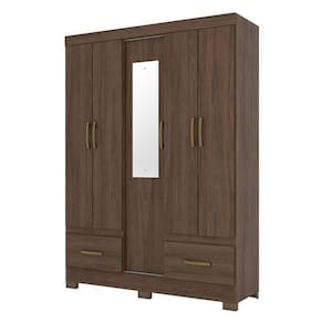 Guarda Roupa Solteiro B60 Castanho Com Espelho – Briz Móveis