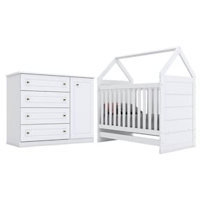 Berço Montessoriano E Cômoda Infantil Americano Branco – Henn
