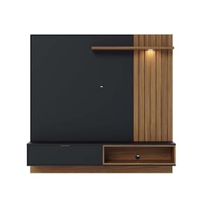 Painel Para Suspenso Tocantins Preto Acetinado Noce Milano Com Aparador Para Sala Riviera Noce Milano – Colibri