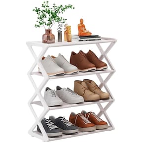 Sapateira Estante Industrial Decorativa Organizador 8 Pares Sapatos Quarto Comoda Vintage Prateleiras Branca