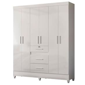 Guarda Roupa Casal Itatiba 6 Portas Branco Brilho - Moval