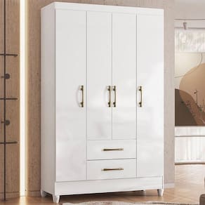 Guarda Roupa Solteiro Ambiente Paraty 4 Portas Branco Brilho - Moval