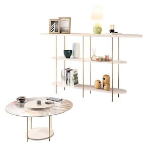Aparador Infinity E Mesa De Centro Sky Com Tampo De Vidro Off White – Hb Móveis