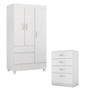 Cômoda Astral E Guarda Roupa Solteiro Branco - Demóbile