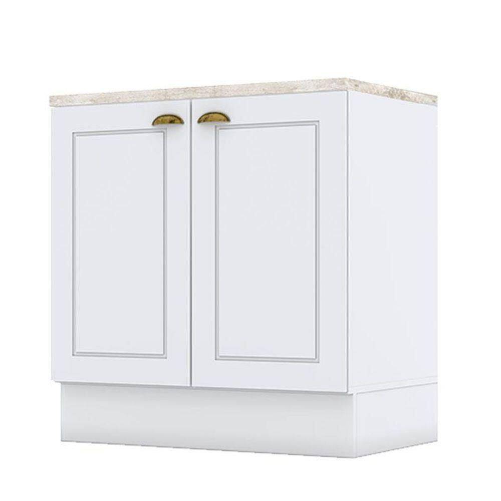 Balcão 2 Portas 80 Cm Nova York Branco Com Tampo Cooktop Calcare – Henn