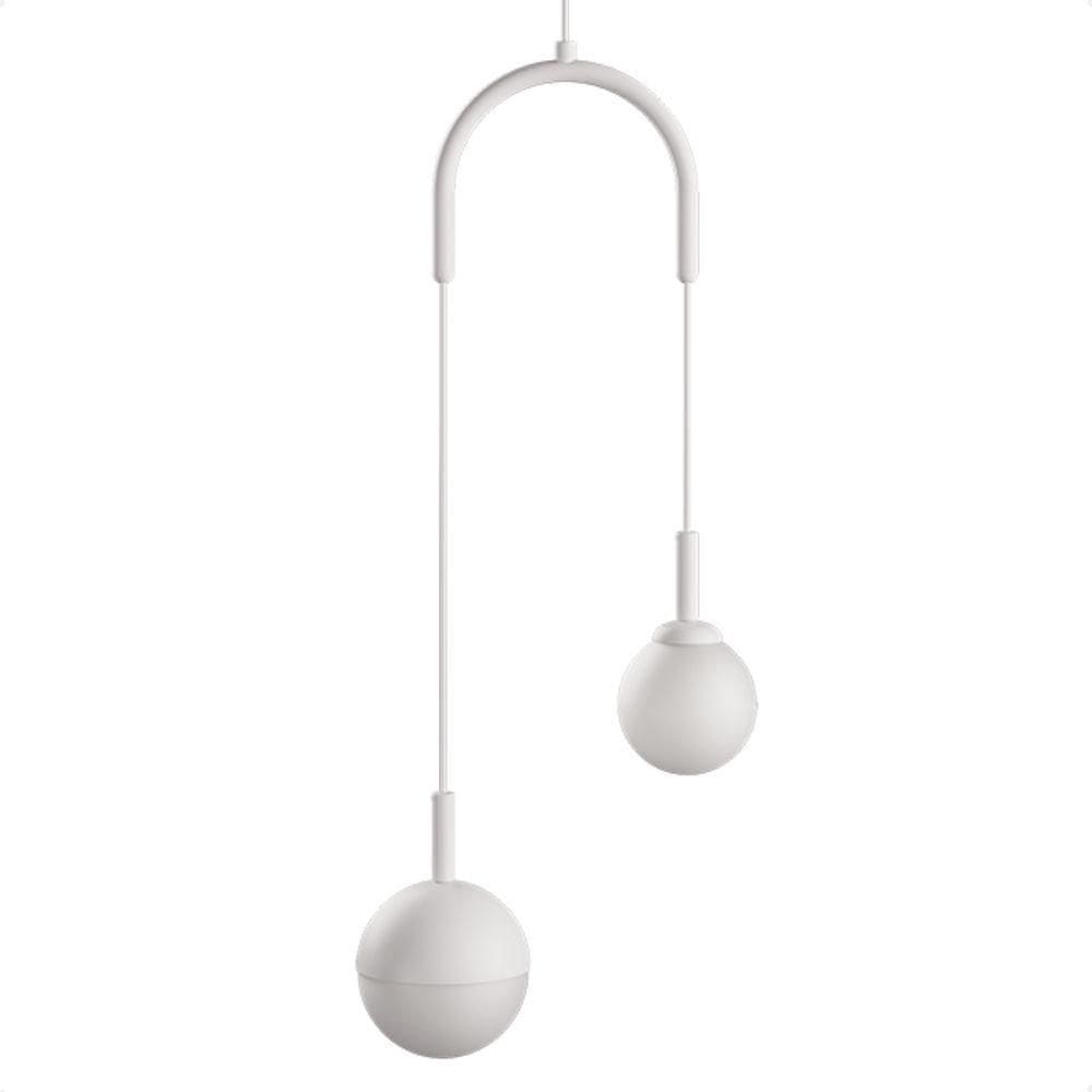 Lustre Pendente Blumenau Macadâmia Duplo G9 Bivolt Branco