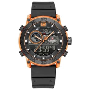 Relógio De Pulso Esportivo Masculino Display Duplo Multifuncional Digital A Prova D´agua Preto Laranja