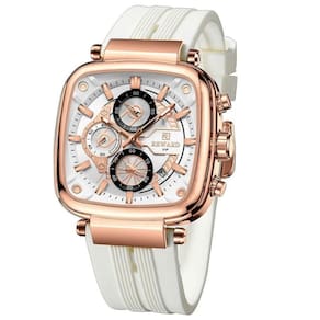 Relógio Masculino De Pulso Design Esportivo à Prova D´agua Branco Dourado