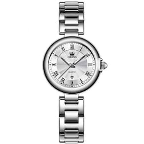 Relógio De Quartzo Feminino Design Fino Elegante Luminoso Em Aço Inoxidavel Branco Prata