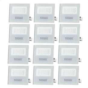 Kit 12 Refletor Holofote Taschibra Led Tr Slim 20w Verde Prova Da água Ip65 Branco Bivolt