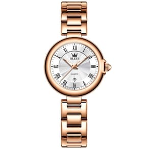 Relógio De Quartzo Feminino Design Fino Elegante Luminoso Em Aço Inoxidavel Branco Rose