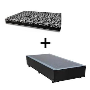 Cama Box Solteiro 88 Tecido Sintético Preto Com Colchão Belize Bello Box - D33 Preto 57x88x188