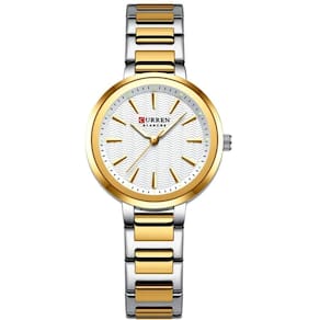 Relógio Feminino Minimalista Dial Quartzo Design Fino à Prova D´agua Branco Dourado