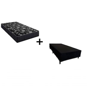 Cama Box Solteiro 88 Tecido Sintético Preto Com Colchão Lisboa Bello Box Espuma D28 Preto
