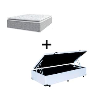 Cama Box Baú Solteiro 88 Sintético Branco Com Colchão Nazar Viscoeslástico D33 Cinza