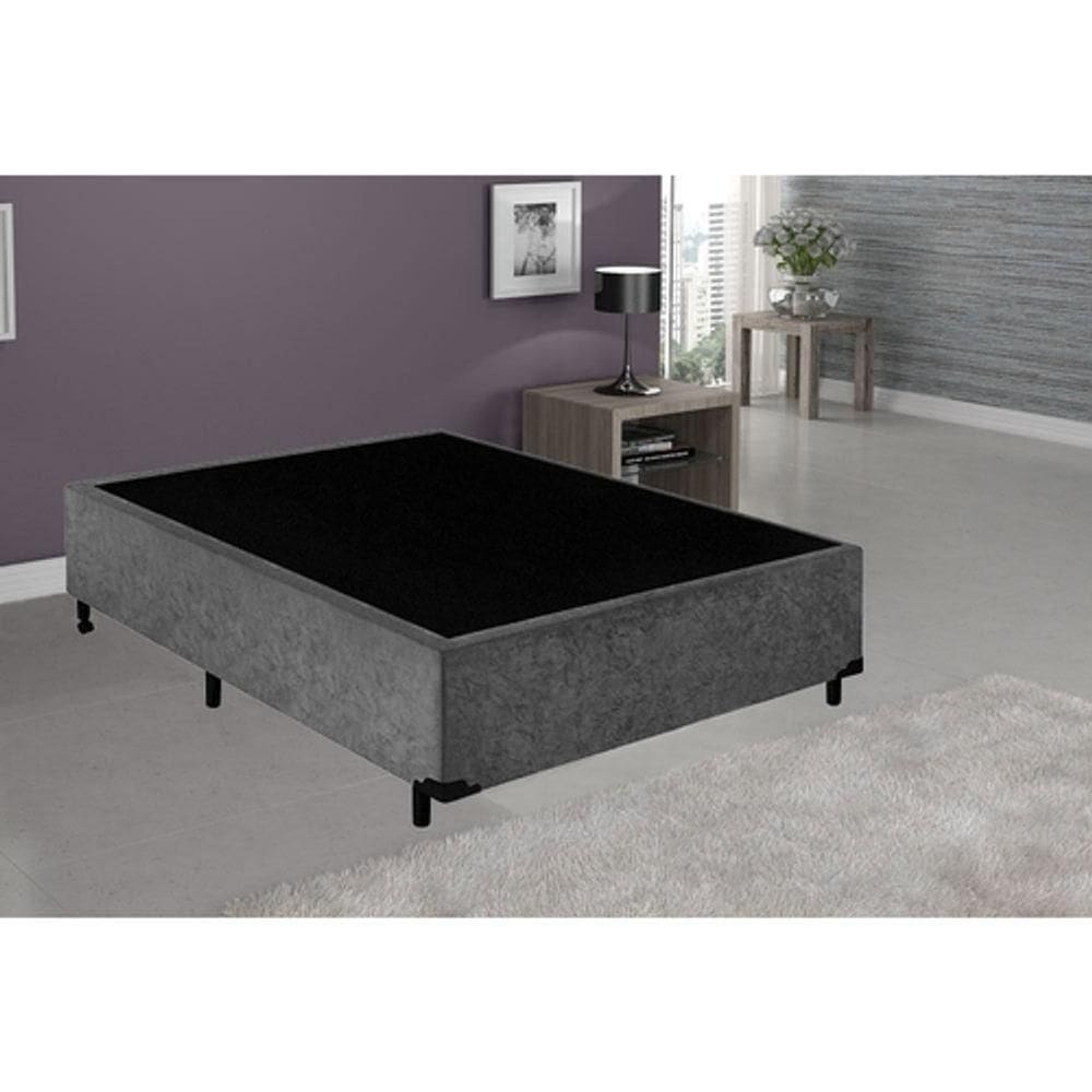 Cama Box Casal 138 Bello Box - Suede Cinza