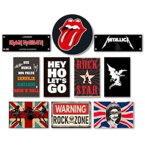 Kit 10 Placas Decorativas Rock Música Bandas Mdf