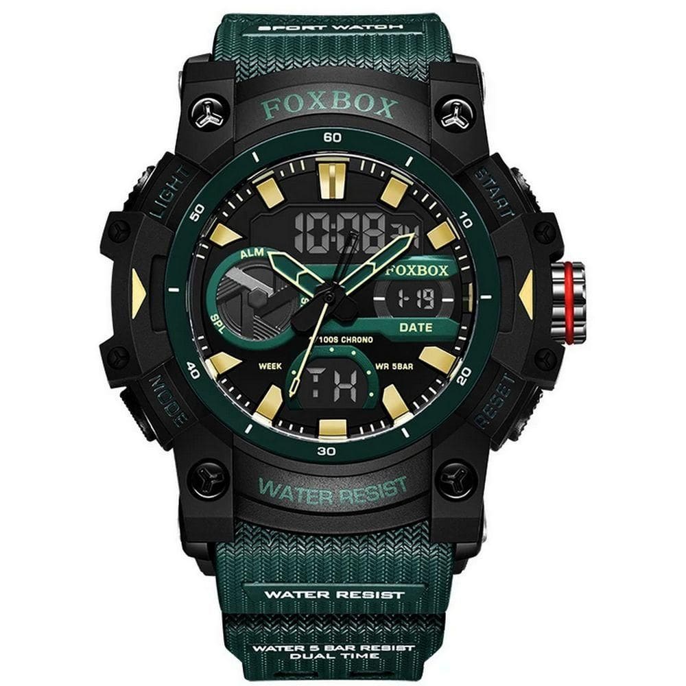 Relógio De Quartzo Masculino Esportivo Digital Led 5atm A Prova D´agua Verde