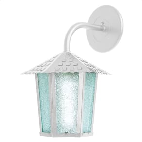 Arandela Colonial Sextavada Vidro Pontilhado E27 Bivolt Branco