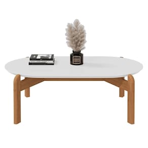 Mesa De Centro Lizz Oblonga Branco/cedro - Casa D Branco/cedro