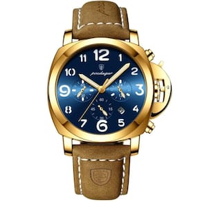 Relógio Masculino Casual De Quartzoesportivo à Prova D´agua 3atm Azul Dourado