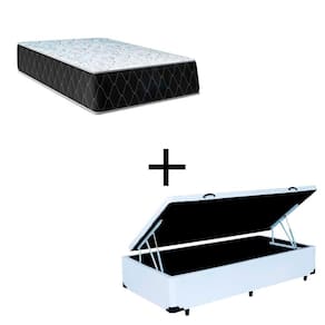 Cama Box Baú Solteiro 88 Tecido Sintético Branco Com Colchão Marrocos - Poliéster - Espuma D33 30cm