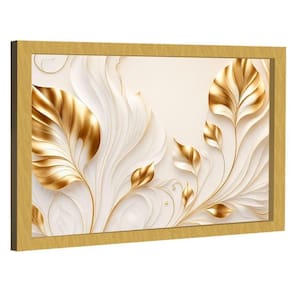 Quadros Decorativo Flores Douradas No Branco