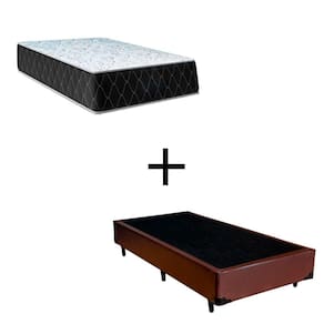 Cama Box Solteiro 88 Tecido Sintético Marrom Com Colchão Marrocos - Poliéster - Espuma D33 30cm