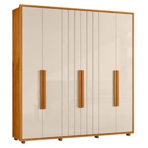 Guarda Roupa Casal Portinari Ripado 6 Portas Cinamomo/off White - Madetec Cinamomo/off White